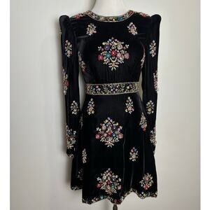 Sherri Hill Luxe Black Velvet Beaded Short Dress Sz 2 Cocktail Party Occasion